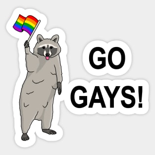 Go Gays! - Funny Raccoon Pride Meme Sticker